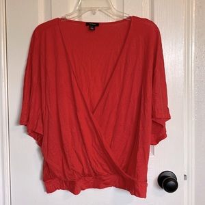 Halogen red orange surplice top EUC